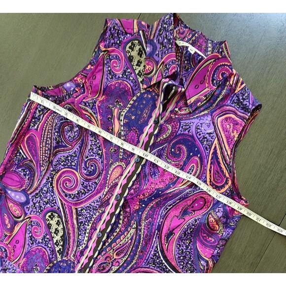 Trina Turk Purple and Pink Paisley Button Down Shirt - Picture 3 of 7